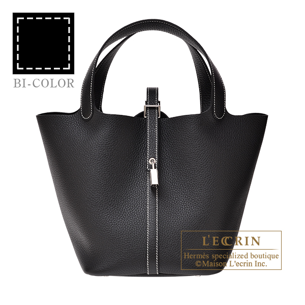 Hermes　Picotin Lock Stitch bag 22/MM　Black　Clemence leather　Silver hardware