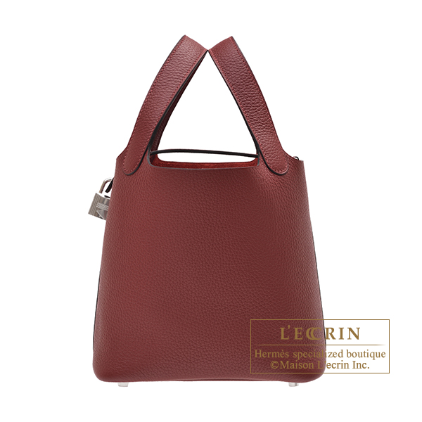 Hermes　Picotin Lock bag 18/PM　Rouge H　Clemence leather　Silver hardware
