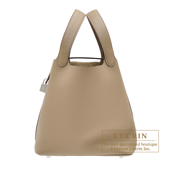 Hermes　Picotin Lock bag 22/MM　Beige marfa　Clemence leather　Silver hardware