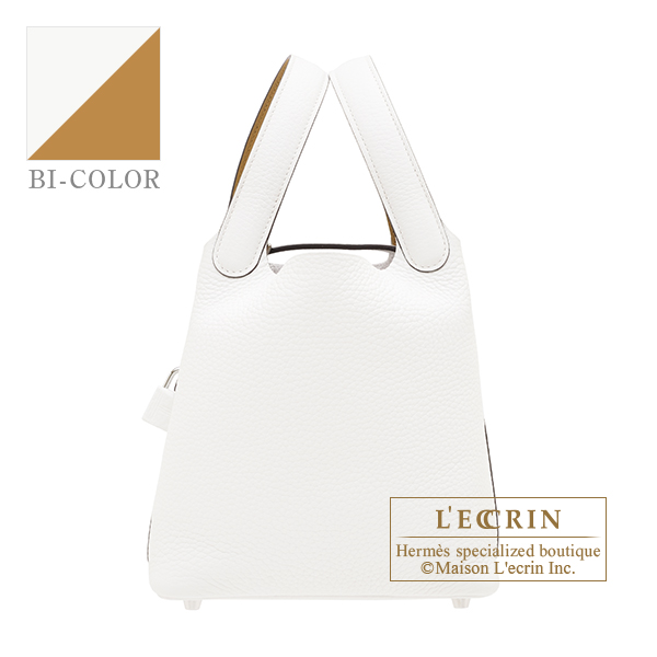 Hermes　Picotin Lock　Eclat bag 18/PM　New white/　Sesame　Clemence leather/　Swift leather　Silver hardware