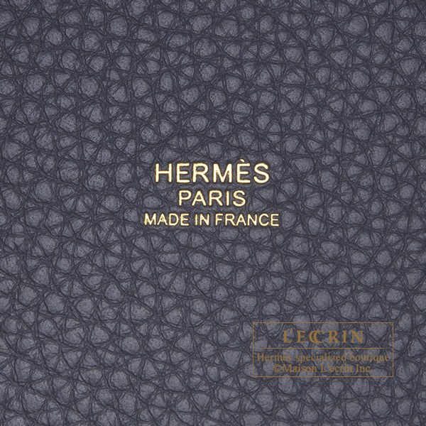Hermes Picotin Lock bag 18/PM Ardoise Clemence leather Champagne gold hardware